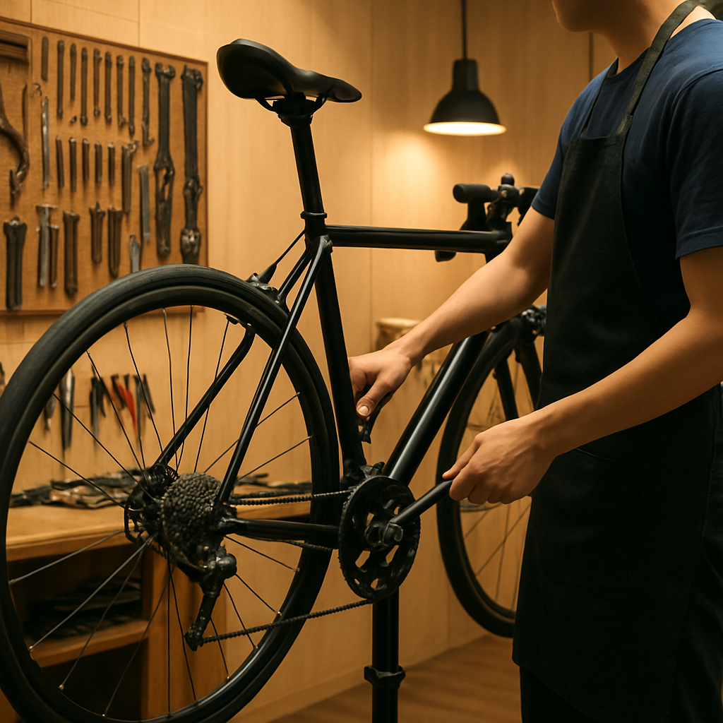 自転車修理・メンテナンス作業の様子